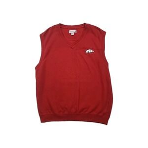 Arkansas Razorbacks NCAA Cutter & Buck Mens Meduim Red Logo Vest Hog‎ Nice